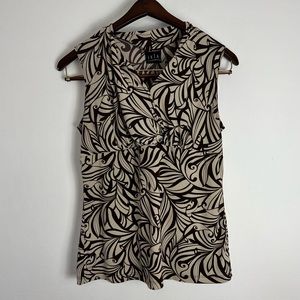 Floral leaf pattern detail tank top JKLA Size Large v neck business casual